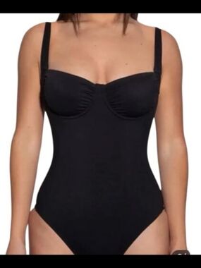 TA3 Black “Sweety” Sculpting One Piece Swimsuit L Long NWT Lace-Up Back